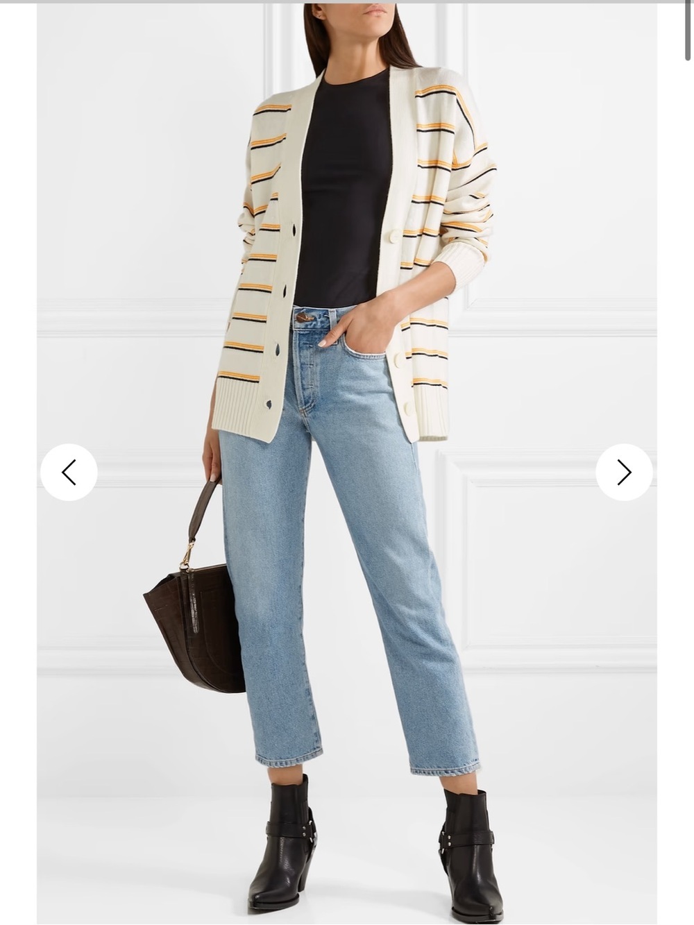 Equipment Elder striped cashmere and wool blend cardigan